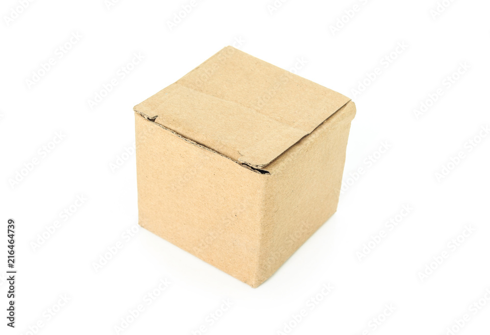 brown paper box close on white background. brown paper box close on white background.