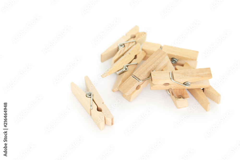 wooden clothes pin on white background. wooden clothes pin on white background.