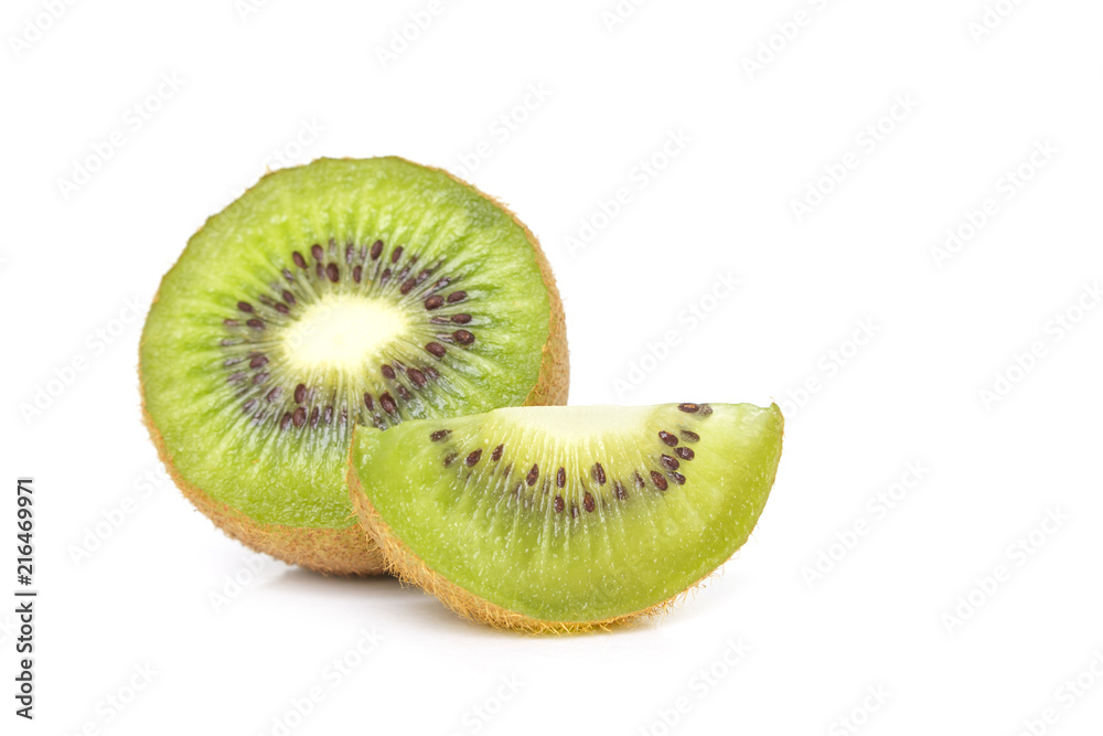 kiwi fruit sliced half on white background kiwi fruit sliced half on white background
