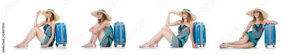 Woman with suitacases preparing for summer vacation Woman with suitacases preparing for summer vacation