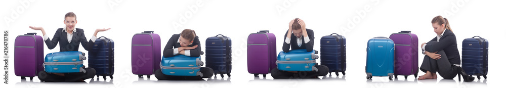 Woman with suitacases preparing for summer vacation Woman with suitacases preparing for summer vacation