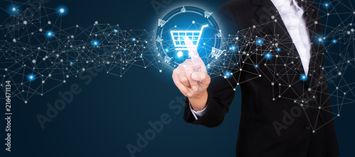 businesswoman on blurred background using digital payment interface