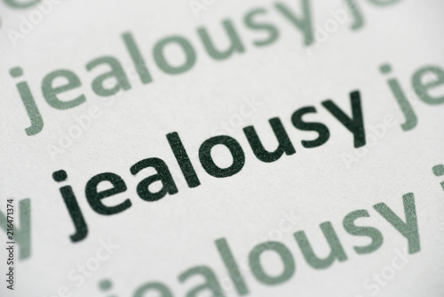 Fotografie, Obraz word jealousy printed on paper macro