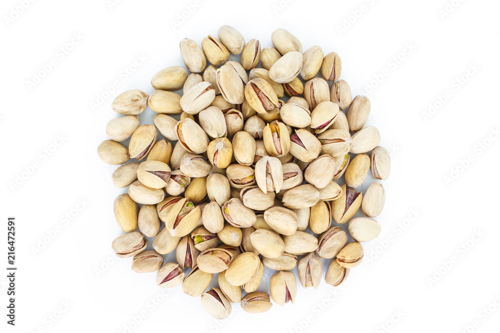 heap pistachio on white background. heap pistachio on white background.