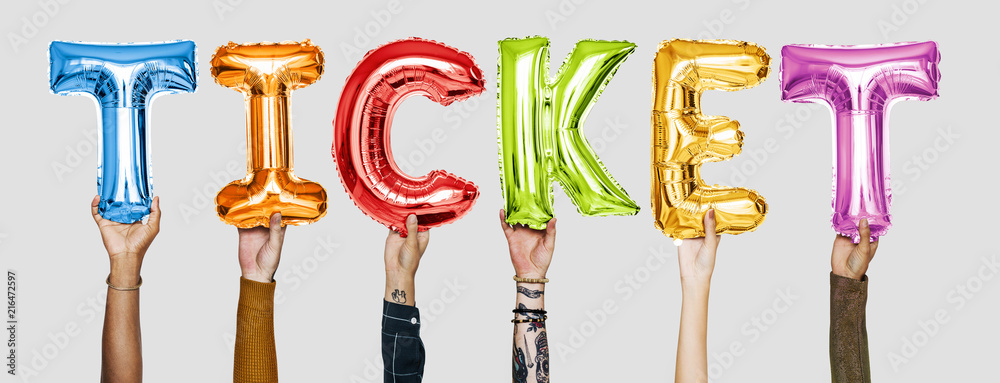 Hands showing balloons word