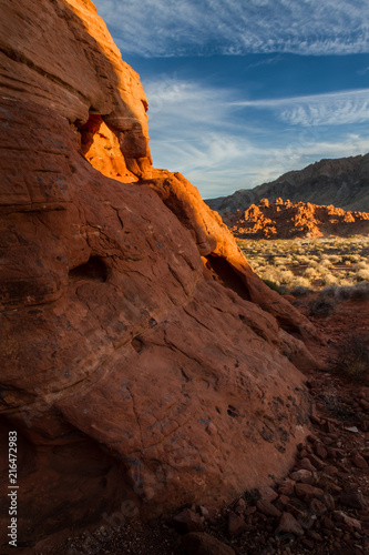 Amazing rock formation at sunset in Valley of Fire State Park near Las Vegas, Nevada USA.