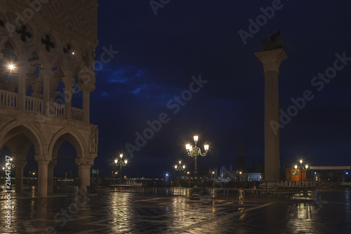 Venice's St. Mark's Square shimmers at twilight