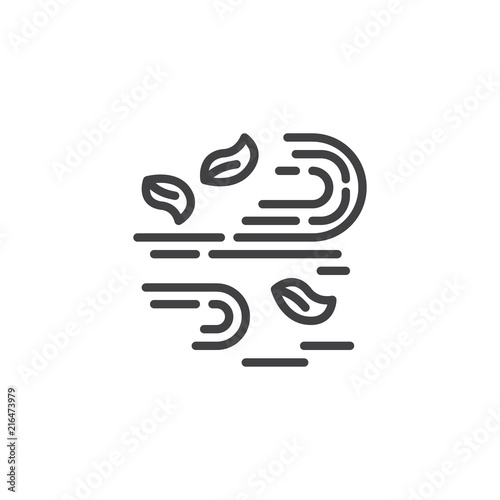 Wind with leaves outline icon. linear style sign for mobile concept and web design. Autumn leaves wind season simple line vector icon. Symbol, logo illustration. Pixel perfect vector graphics