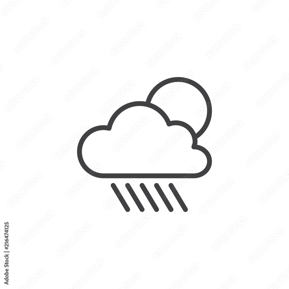 Cloud rain and sun outline icon. linear style sign for mobile concept and web design. Rainy cloud simple line vector icon. Symbol, logo illustration. Pixel perfect vector graphics Cloud rain and sun outline icon. linear style sign for mobile concept and web design. Rainy cloud simple line vector icon. Symbol, logo illustration. Pixel perfect vector graphics