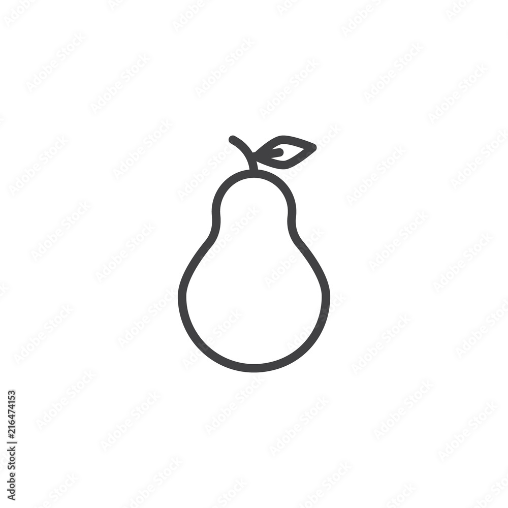 Fresh pear with leaf outline icon. linear style sign for mobile concept and web design. pear fruit simple line vector icon. Symbol, logo illustration. Pixel perfect vector graphics Fresh pear with leaf outline icon. linear style sign for mobile concept and web design. pear fruit simple line vector icon. Symbol, logo illustration. Pixel perfect vector graphics