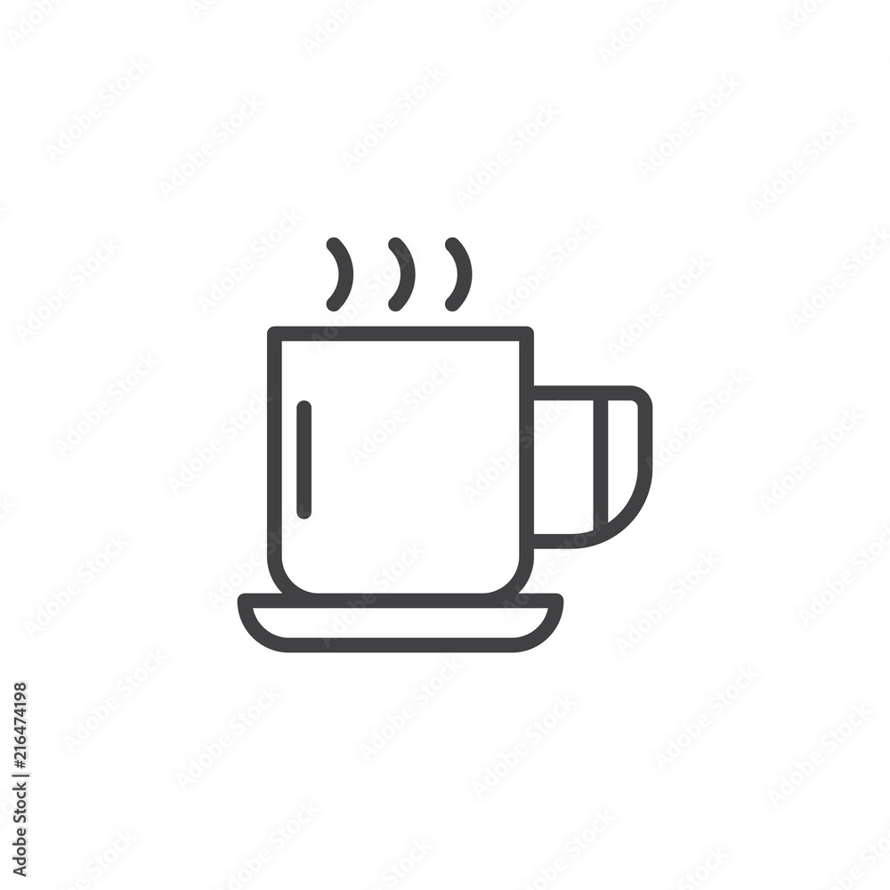 Coffee cup outline icon. linear style sign for mobile concept and web design. Hot drink mug simple line vector icon. Symbol, logo illustration. Pixel perfect vector graphics