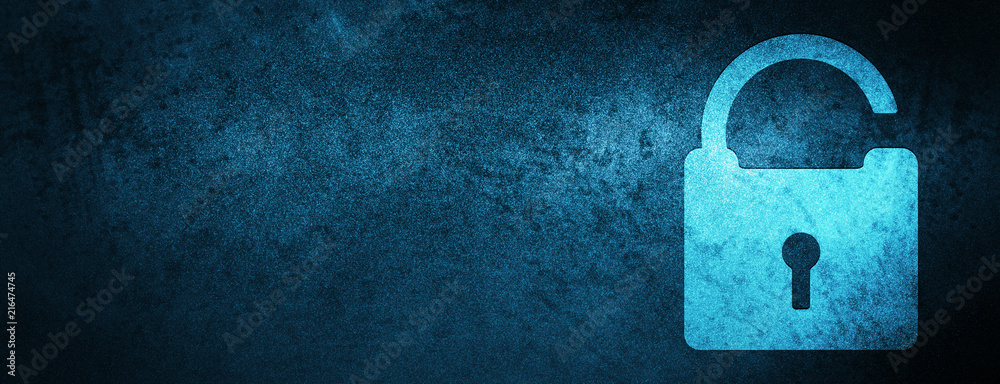 Εκτύπωση καμβά Unlock icon special blue banner background