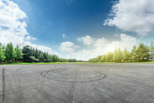 Fototapeta Naklejka Na Ścianę i Meble -  Empty asphalt road and green forest landscape