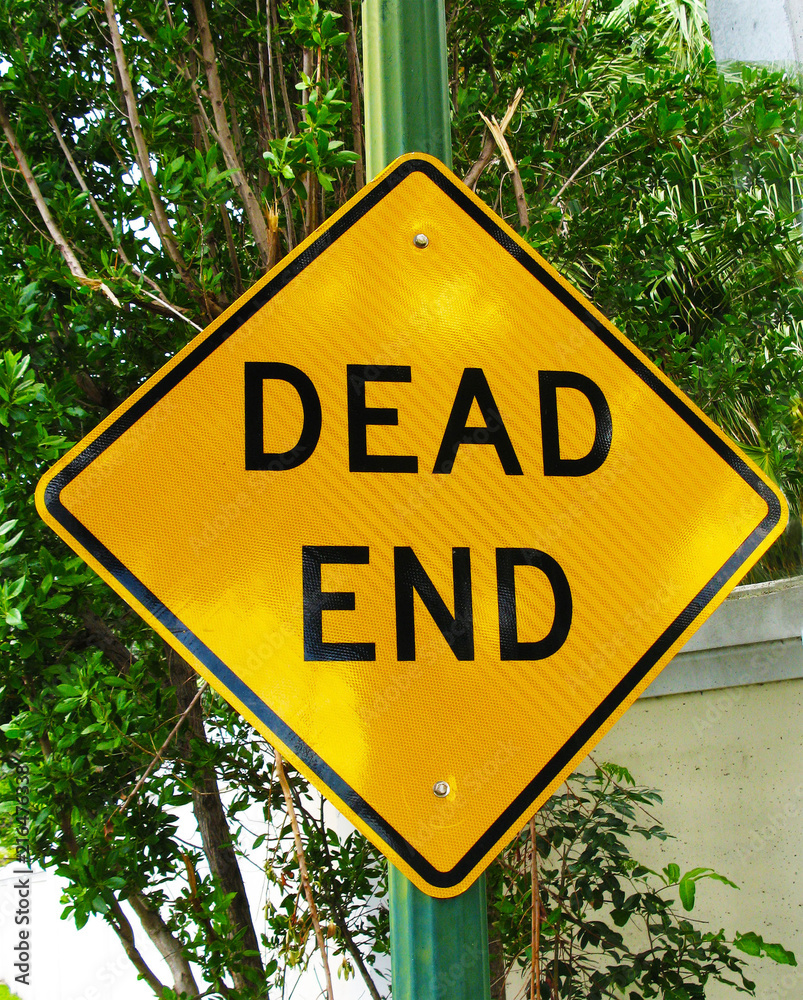 Dead End Yellow Metal Sign