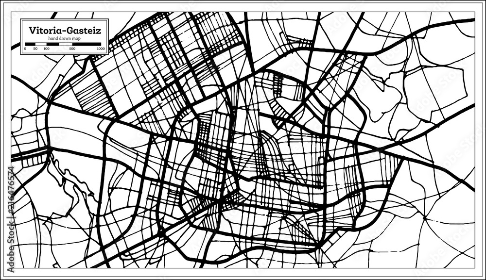Vitoria Gasteiz Spain City Map in Retro Style. Outline Map.
