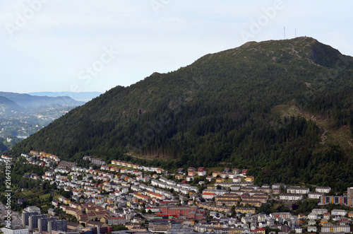 Bergen aerial panoramic view from Mount Floyen viewpoint 