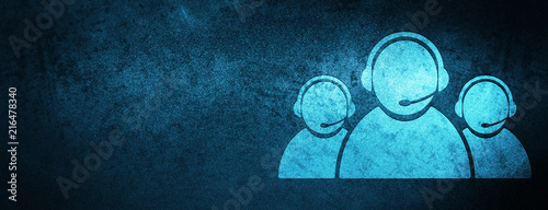 Customer care team icon special blue banner background