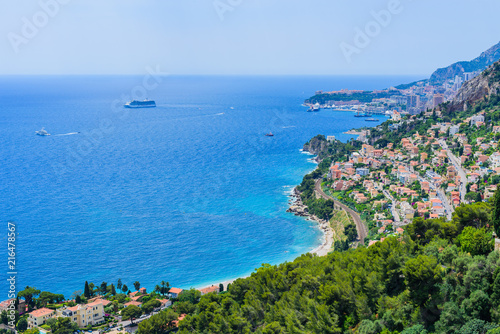 Stunning views of the coast from the medieval village of Roquebrun Cap Martin. Cote d'Azur. France © alexanderkonsta