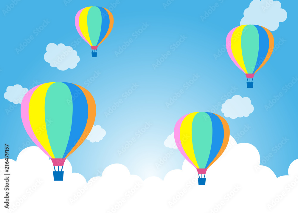 青空に気球 背景イラスト Stock Vector Adobe Stock