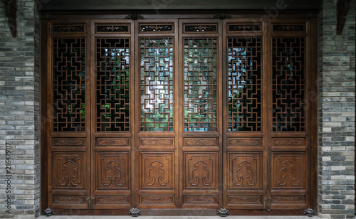 old ancient antique chinese traditional folding door