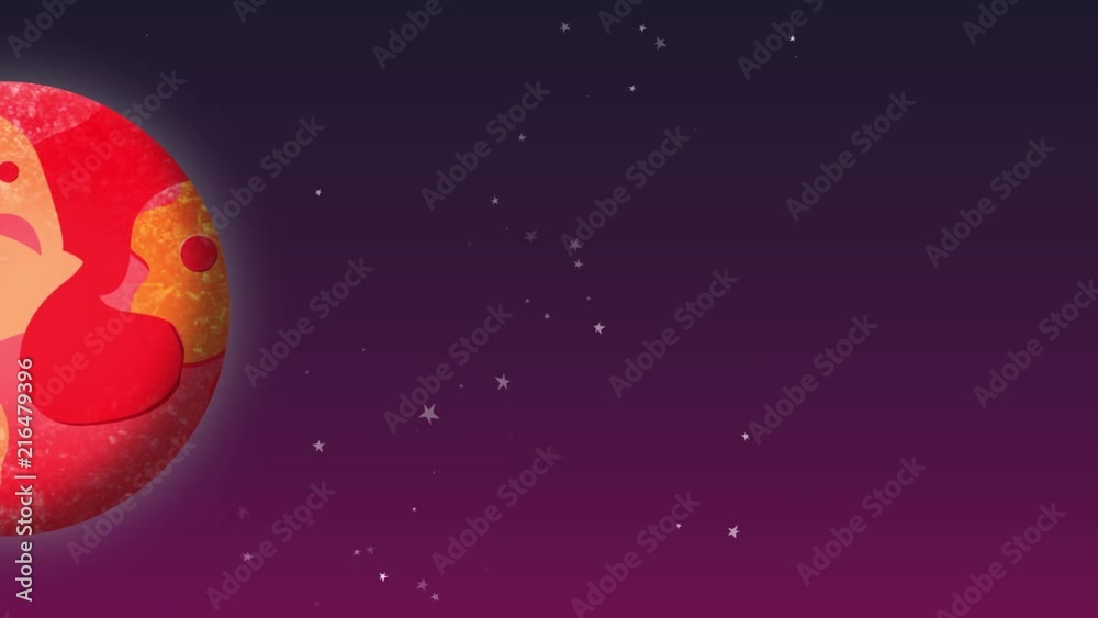 Motion graphic of The Mars, Red Planet spinning in the space with a sparkling star on a dark purple background, moving from the left side to right side. Motion graphic of The Mars, Red Planet spinning in the space with a sparkling star on a dark purple background, moving from the left side to right side.