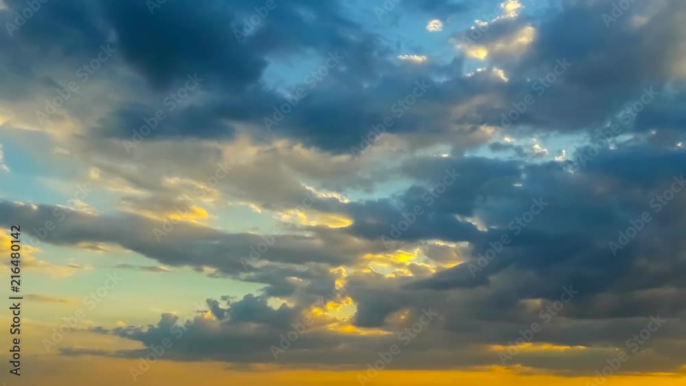 evening varicoloured dramatic evening cloudy sky, time lapse scene
