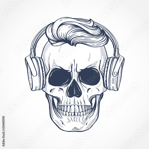 Angry skull with hairstyle