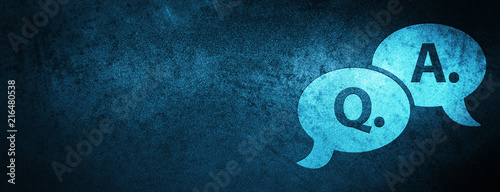 Question answer bubble icon special blue banner background photo