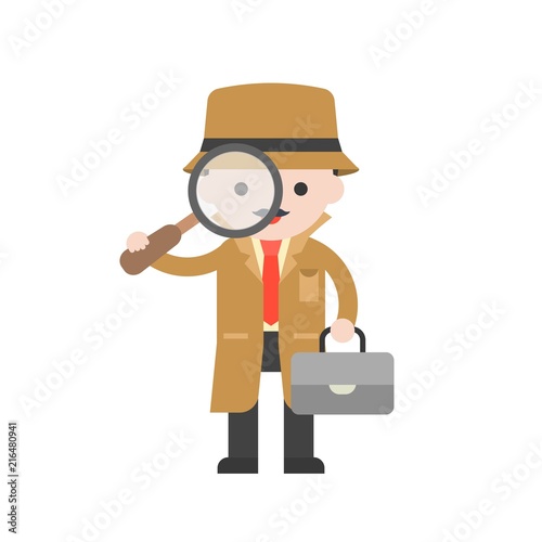 detective, cute character professional set, flat design