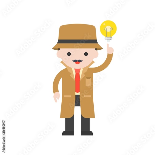 detective, cute character professional set, flat design