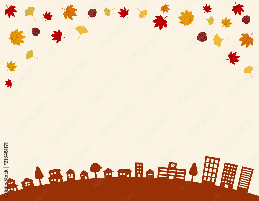 秋の街並みと紅葉 背景イラスト Stock Vector Adobe Stock