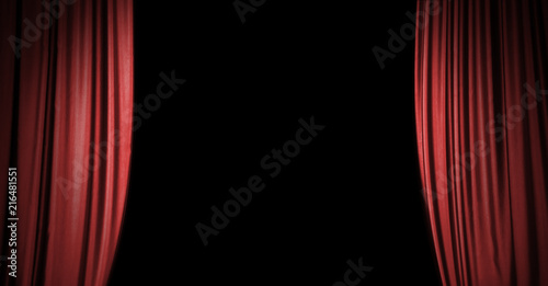 Red stage curtain background with copy space