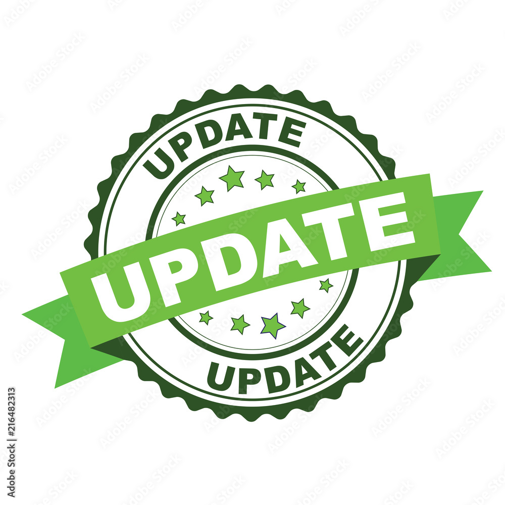 Green rubber stamp with update concept Green rubber stamp with update concept