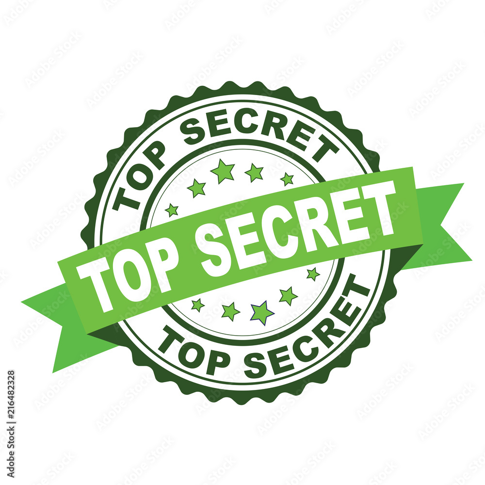Green rubber stamp with top secret concept