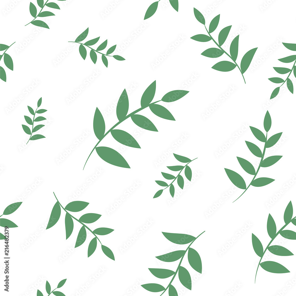 Vector seamless pattern. Floral stylish background. Repeating monochrome texture with branches