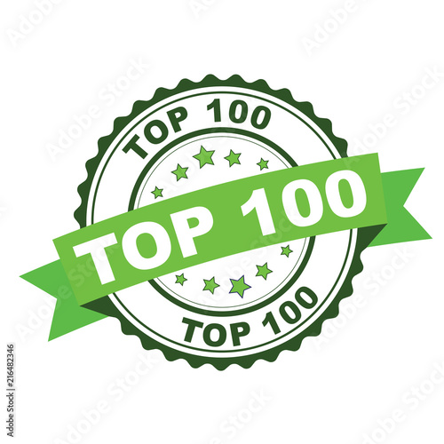 Green rubber stamp with top 100 concept