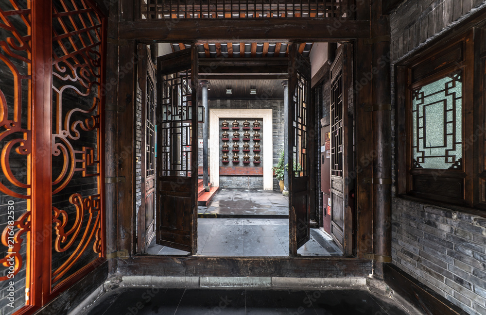 old ancient antique chinese traditional folding door