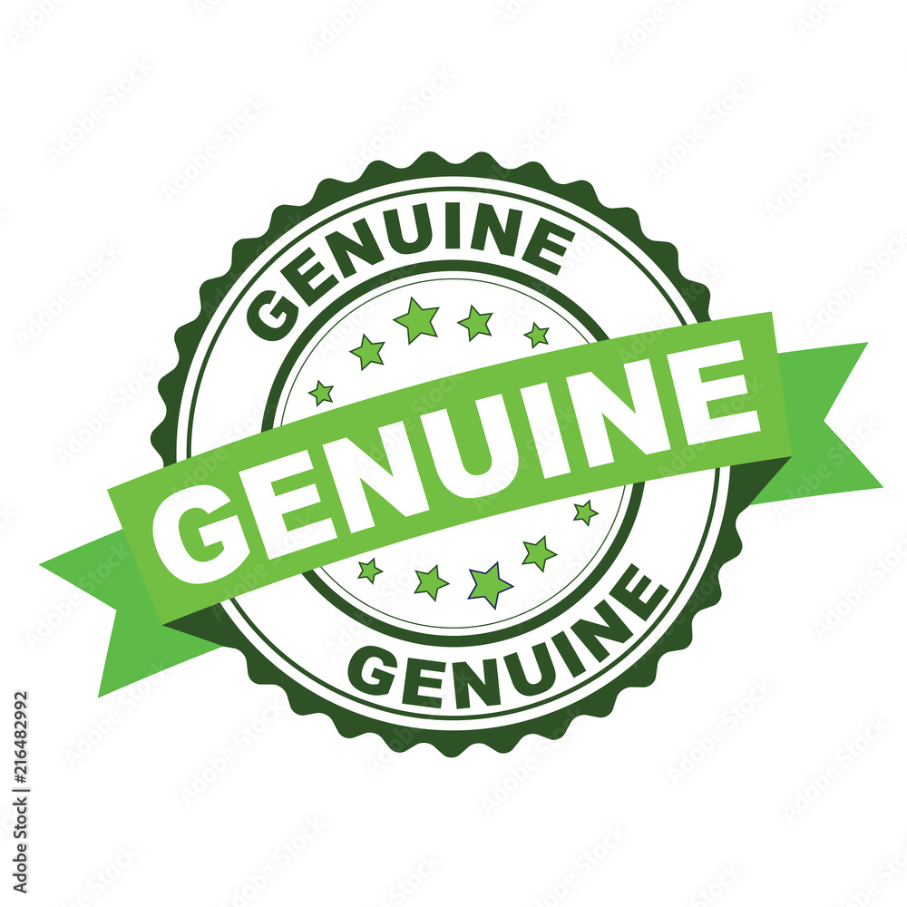 Green rubber stamp with genuine concept Green rubber stamp with genuine concept