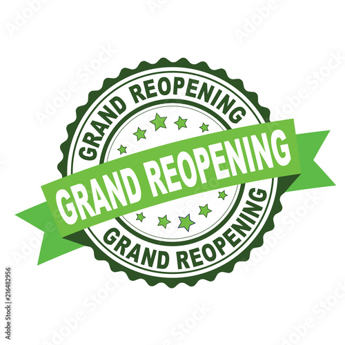 Green rubber stamp with grand reopening concept