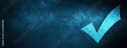 Validation icon special blue banner background photo