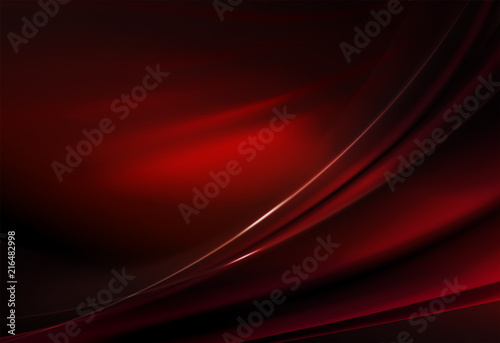 Elegant dark background of red hue with smooth stripes and gentle shine.