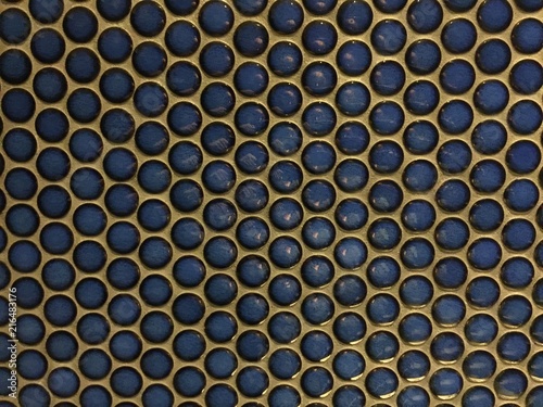 blue circles in honeycomb pattern