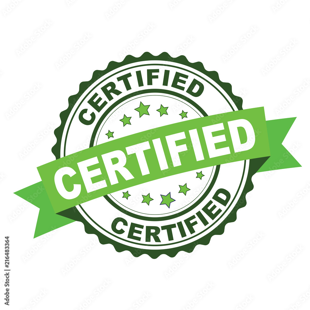 Green rubber stamp with certified concept Green rubber stamp with certified concept