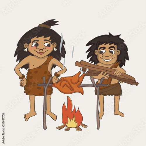 prehistoric kids cooking food