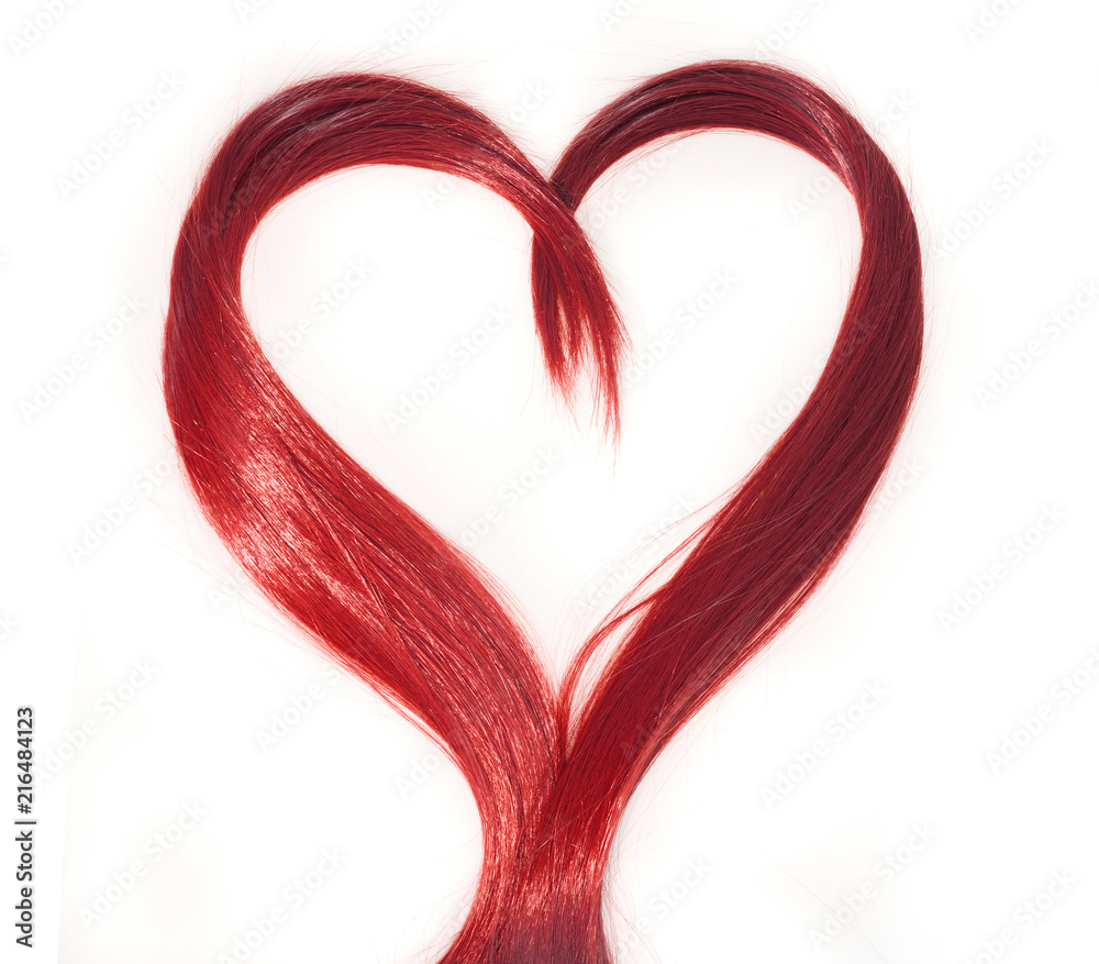 fire red hair with heart shape isolated fire red hair with heart shape isolated
