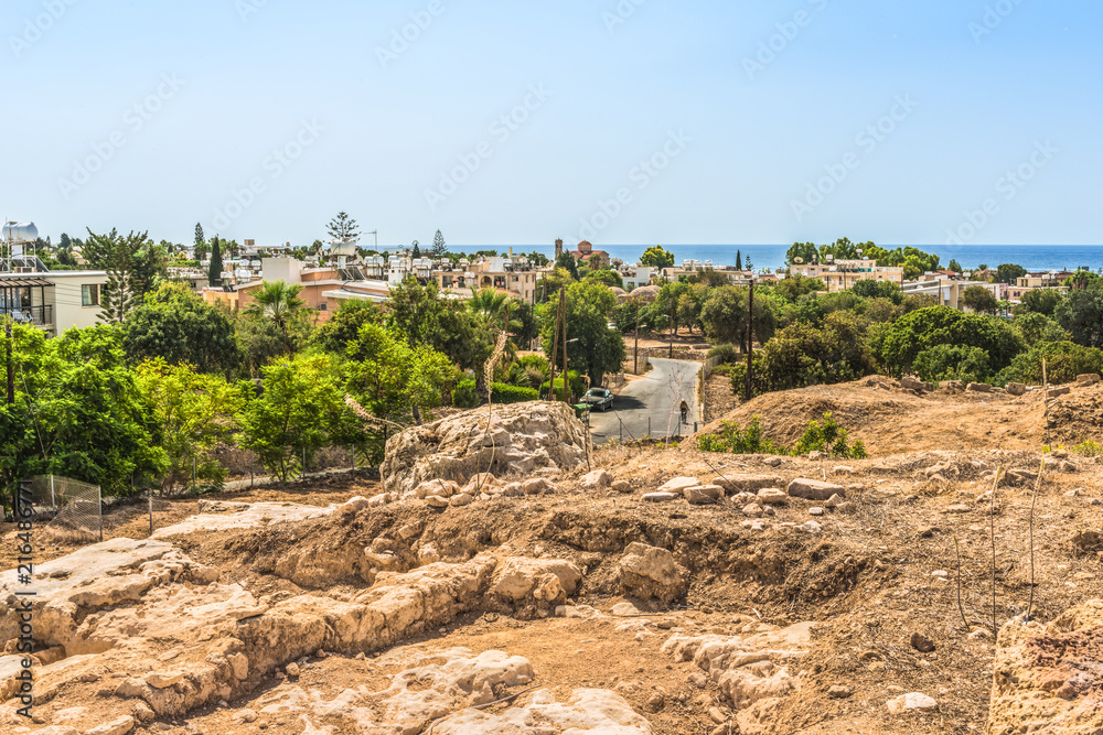 Fototapeta premium Fragment of excavations in the archaeological park of Paphos, Cyprus.