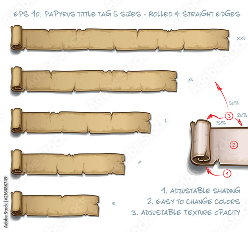 Papyrus Tittle Tag Five Sizes - Rolled and Straight Edges