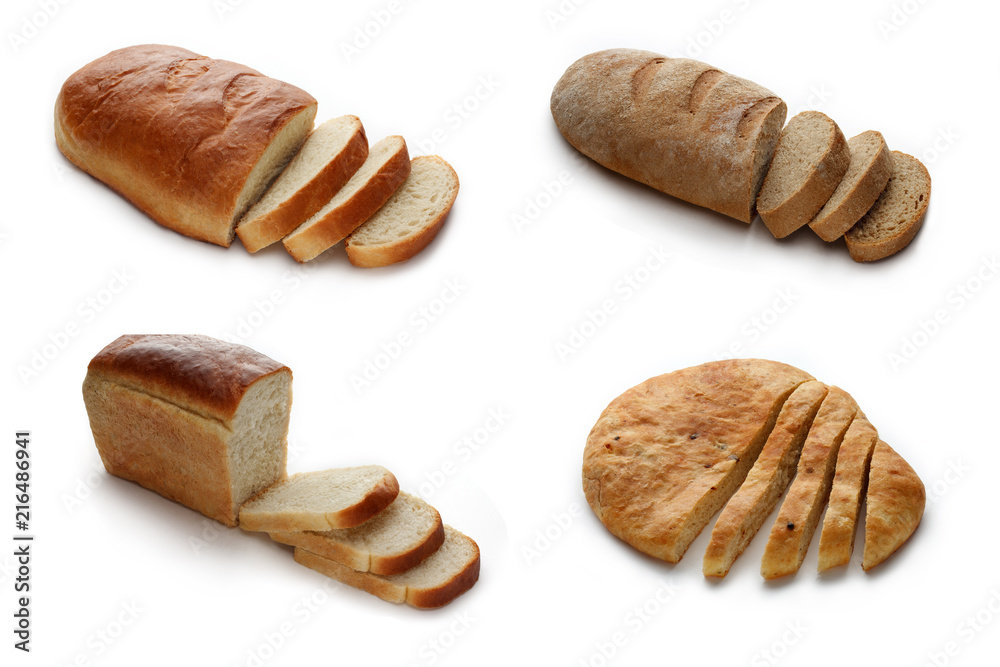 Four loaves of bread, isolated on white background Four loaves of bread, isolated on white background