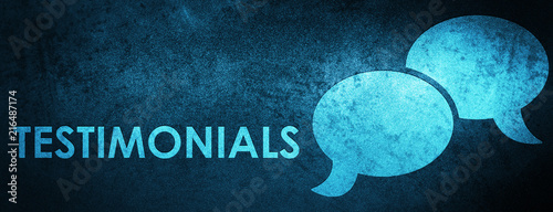 Testimonials (chat icon) special blue banner background photo