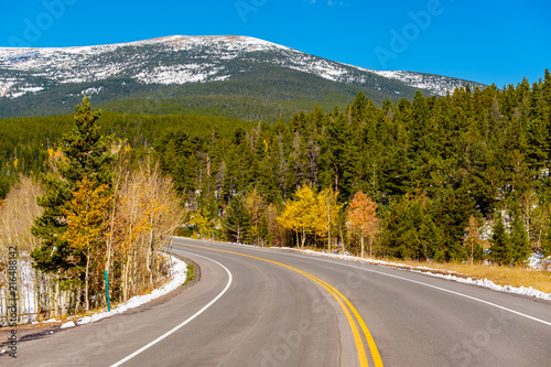 Highway at autumn in Colorado, USA. © haveseen